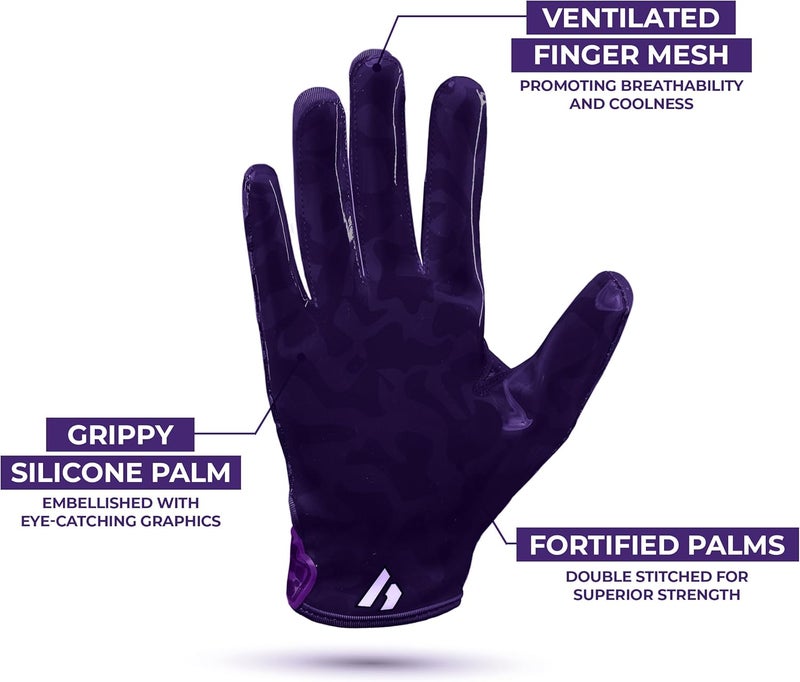 Repsters RPG1 Football Gloves - Men’s Elite Trendy Wide Receiver Gloves – Extra Sticky Grip Football Gloves for Game Day, Training, High School and College - Adult and Youth Sizes - Image 2